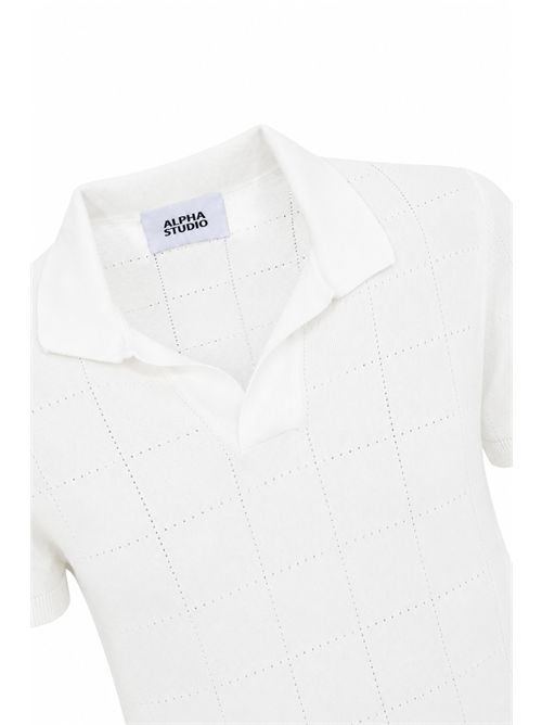 Polo traforata in cotone Latte Alpha Studio | AU-5141B1003